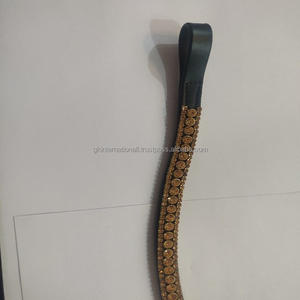 แถบคิ้วม้าแฟนซีสายรัดคิ้วหนังแท้ติดคริสตัลสีทองบังเหียนตกแต่งม้า - Product Image 3