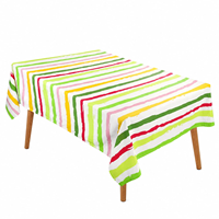 Nappe en coton rayée multicolore |   Housse de table décorative pour la cuisine, la maison, les fêtes et les pique-niques |   Table rectangulaire lavable