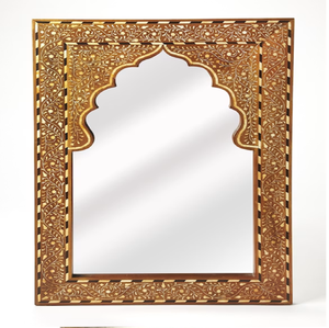 An elegant, silver-embossed <b>wall</b> <b>mirror</b> showcases highly detailed, traditional metal craftsmanship available at wholesale prices - Product Image 4