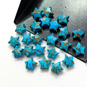 Cuivre naturel Turquoise forme d'étoile sculpté à la main breloques Turquoise pierre précieuse en vrac sculpture pour la fabrication de bijoux au prix de gros - Product Image 5