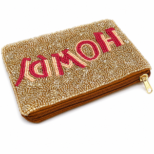 Luxury Handmade Howdy Glass Beaded Coin Purse Western Cowgirl Zipper <b>Wallet</b> Gift OEM ODM Wholesale 5 Inch <b>Fabric</b> Lining Female - Product Image 3
