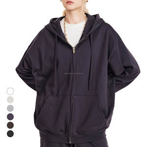 Sweat à capuche zippé rétro pour hommes High Street Plain Blank Custom French Terry Sweat à capuche surdimensionné pour hommes Vente en gros - Product Image 1