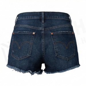 Shorts en jean tendance pour femme, taille mi-haute, respirants, 100 % coton, à volants, avec cordon de serrage, décontractés, couleur personnalisable - Product Image 2