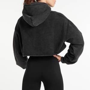 Sweat-shirt à capuche surdimensionné tendance pour femme, haut court à capuche en polaire chaude à manches longues avec style décontracté et tendance pour femme - Product Image 3