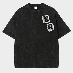 New Arrivals Custom Logo Men's Clothing <b>Drop</b> Shoulder <b>Acid</b> Washed Shirts Short Sleeves High Quality Breathable Oversized Jersey - Product Image 1