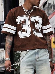 T-shirts en jersey pour hommes, coupe oversize ample, en maille, à imprimé graphique, col rond, manches courtes, style streetwear - Product Image 4