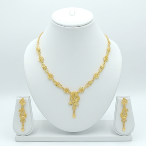 Divyoro <b>Copper</b> Gold Plated Necklace and Earrings Set Women Wedding Jewelry Classic Pendant Link <b>Chain</b> Adjustable Length Orissa - Product Image 1
