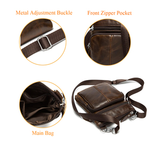 Leather <b>Messenger</b> <b>Bag</b> Zipper Closure Crossbody Shoulder <b>Bag</b> Men <b>Women</b> Daily Use All Seasons Lightweight - Product Image 4