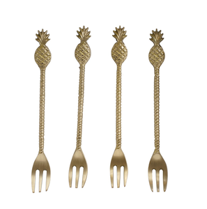 Juego de 4 tenedores de postre de latón Royal, pulido a espejo, ¡gran oferta! Cubertería de latón. - Product Image 2