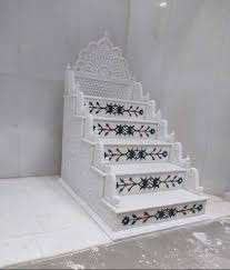 Minbar de mosquée en marbre blanc traditionnel sculpté à la main, durable et anti-corrosion, marque HAYAT INDUSTRIES, installation sur table - Product Image 3