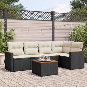 Conjunto de Sofás Modulares para Jardín de 6 Piezas, Ratán Sintético Negro, Muebles de Exterior Elegantes y Duraderos - Product Image 1