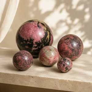 Natural Polished Rhodonite <b>Crystal</b> Ball Pink Gemstone Sphere <b>for</b> Feng Shui Healing Meditation Home Decor & <b>Gift</b> - Product Image 5