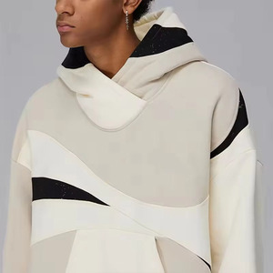 Sudadera con Capucha Extra Grande Personalizada para Hombre, Diseño Abstracto con Paneles Múltiples, Estilo Urbano, 100% Algodón Felpa, Suministro OEM - Product Image 4