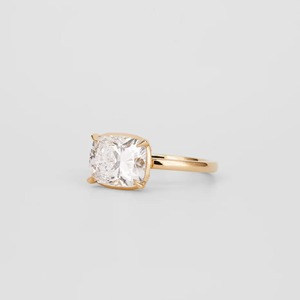 2.81 CT Cushion Cut Iced Out Moissanite Ring 14K Solid Gold Engagement Ring 4 Claw Prong 1.8MM Band Trendy Jewelry - Product Image 3