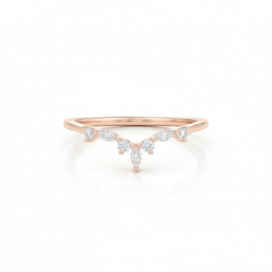 IGI Certified DEF Color VS VVS Clarity Lab Created Diamond Curved Chevron Wedding Party <b>Stacking</b> Ring 10K 14K Solid Yellow Gold - Product Image 4