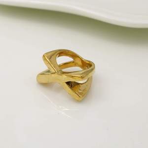Geometric <b>Gold</b> Plated Brass <b>Cocktail</b> Ring Modern Style Unisex Fashion Jewelry Daily Wear Party <b>Accessory</b> - Product Image 4
