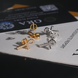 <b>Mens</b> Moissanite Ankh Cross Stud <b>Earrings</b> 925 Silver Iced Out Egyptian Symbol <b>Earrings</b> Luxury Fashion Gift for <b>Men</b> Women Everyday - Product Image 6