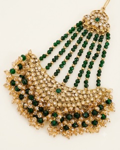 Accessoires capillaires traditionnels Pasa, bijoux de mariage multicouches plaqués or antique avec perles de cristal pour mariée - Product Image 4
