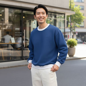 Sudaderas de invierno extragrandes de felpa 100% algodón de alto gramaje con hombros caídos, cierre de cremallera, logotipo personalizado y apliques en contraste - Product Image 5