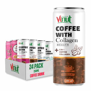 กาแฟคอลลาเจน 320 มล. อาราบิก้าและโรบัสต้า ปราศจากนม ปราศจากกลูเตน ปราศจาก GMO รับผลิตแบบ OEM ODM แบรนด์ส่วนตัว - Product Image 1