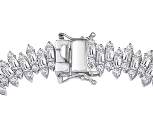 White Zircon Tennis Bracelet Rhodium Plated Brass Link <b>Bangle</b> Princess Cut Claw <b>Set</b> Jewelry for Women Gift - Product Image 2