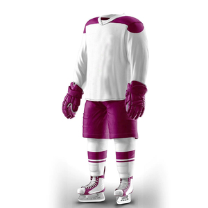 Custom Ice Hockey Jersey <b>White</b> Purple Solid Mesh <b>Fabric</b> Breathable Zipper Closure Adult Team Uniform - Product Image 3