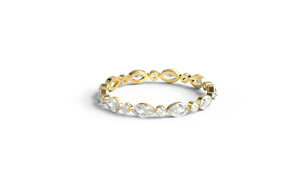18K Gold Marquise Diamond <b>Ring</b> Alternating Round Cut Full Eternity Band Vintage Bubble <b>Stacking</b> Wedding <b>Ring</b> Fine Jewelry Women - Product Image 1