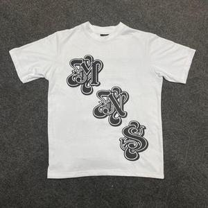 <b>White</b> O Neck Pullover T Shirt Puff Printed Short Sleeve Cotton <b>Tee</b> Custom Streetwear Summer Wear - Product Image 1