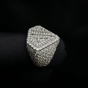 Iced Out Style Round Cut Moissanite Diamond Engagement <b>Ring</b> Hip Hop Style Anniversary Gifts 925 Sterling <b>Silver</b> Jewelry for <b>Mens</b> - Product Image 3