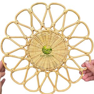 Natural <b>Rattan</b> Wall Decor Placemat Woven Round <b>Table</b> Mat Boho Style Heat Resistant <b>Dining</b> Home Decoration Gift - Product Image 5