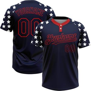 Men's Two Button Sublimated Baseball Jersey Sports Team Wear 100% Polyester Printed Softball Baseball Jersey - Product Image 1