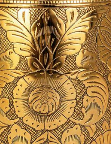 <b>Gold</b> Brass Memorial Urn Modern Handcrafted Deep Embossed Floral Panels Dome Lid <b>Large</b> Capacity Portable Luxury Home Decor - Product Image 2