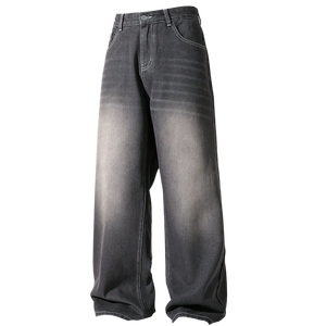 Jeans baggy en denim de haute qualité pour hommes, coupe large, style vintage, streetwear, fabrication sur mesure en usine - Product Image 4