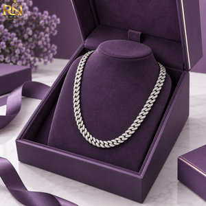 Collar de Cadena Cubana con Diamantes Cultivados en Laboratorio con Corte Brillante |   Collar de Oro Macizo de 9K, 14K, 18K con Incrustaciones de Diamantes, Joyería Fina, Diseño Audaz - Product Image 3