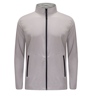 Man Solid Gray Tracksuit Set Full <b>Zip</b> Stand Collar Long Sleeve Sporty Quick Dry Polyester Athletic <b>Joggers</b> with Side <b>Pockets</b> - Product Image 2
