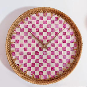 Horloge artisanale en rotin naturel pour décoration murale et de table, prix fabricant. - Product Image 3