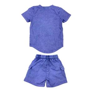 Conjunto de 2 piezas de pantalones cortos y camisa oversize vintage con estampado acid wash para hombre, de poliéster/algodón de alta calidad, casual para otoño y verano. - Product Image 6