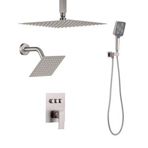 12 Inch Ceiling Mount Rainfall <b>Shower</b> System & 6 Inch Wall Mount Head 4 1 Handheld Spray Rotatable <b>Bath</b> & <b>Shower</b> Faucet <b>Set</b> - Product Image 1