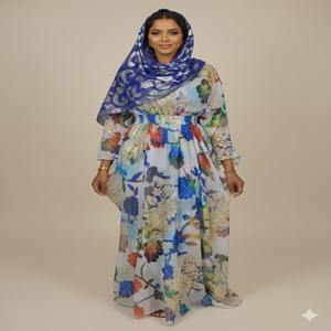 Vestido Tradicional Somalí de Tela Chifón Fransawi con Cuentas y Diseño Floral para Mujeres y Niñas - Ropa Especial para Bodas y Ocasiones Especiales - Product Image 1