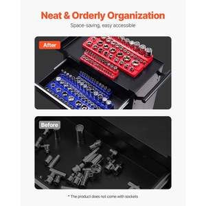 6PCS Magnetic <b>Socket</b> Tray <b>Organizer</b> Set Blue & Red Trays for Metric SAE Tool Storage - Product Image 4