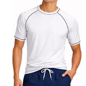 Men's White <b>Raglan</b> Sleeve Quick Dry T-Shirt Slim Fit O-Neck Casual Athletic <b>Top</b> Solid Color Knitted Polyester Sport Tee - Product Image 3