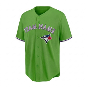 Camiseta de béisbol verde lima sublimada personalizada al por mayor para hombre, camiseta de equipo con botones, transpirable, de ajuste atlético, ropa deportiva, OEM - Product Image 1