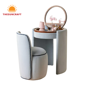 Girls Dream Corner Makeup <b>Vanity</b> Set - Modern Oak Wood Beauty Table with Mirror & Chair Cheap Supply - Product Image 2