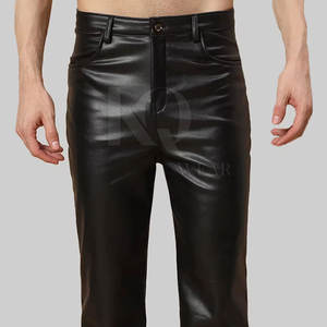 Pantalon décontracté en cuir véritable, taille mi-haute, léger, coupe ajustée, avec fermeture boutonnée, idéal pour l'équitation en extérieur et la vente en gros - Product Image 5