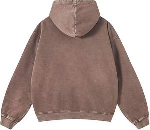 Customized High Quality <b>Brown</b> Faded Pullover Plain Blank Hoodies Full Sleeves 100% Cotton <b>Fleece</b> Streetwear Pullover Hoodie - Product Image 2