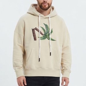 Sweat-shirt à capuche beige pour homme, personnalisé avec logo, imprimé palmier, coupe classique, en coton French Terry, décontracté, pour l'automne – Meilleures ventes - Product Image 1