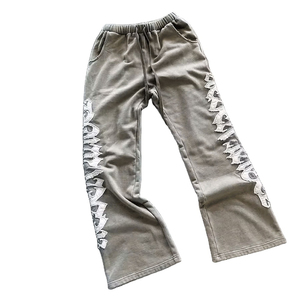 Gray Hooded Tracksuit Set Full Sleeve Zipper <b>Jacket</b> Pants <b>Letter</b> Print Streetwear Loose Fit Autumn Wear - Product Image 3