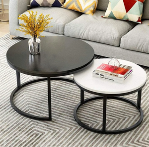 Tables gigognes carrées à motif marbré avec pieds en métal noir minimalistes pour un look moderne, disponibles à prix de gros. - Product Image 2