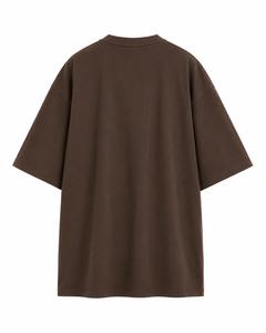 Men's Oversized Solid Color Regular Sleeve O-Neck Casual <b>T</b>-<b>Shirt</b> Brown Canvas Fabric 100% Cotton Breathable Eco-Friendly - Product Image 3