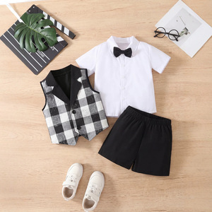 Completo Gilet con Paillettes per Bambini, Set Tre Pezzi Stile Britannico con Camicia a Maniche Corte e Pantaloncini, per Spettacoli e Cerimonie - Product Image 5